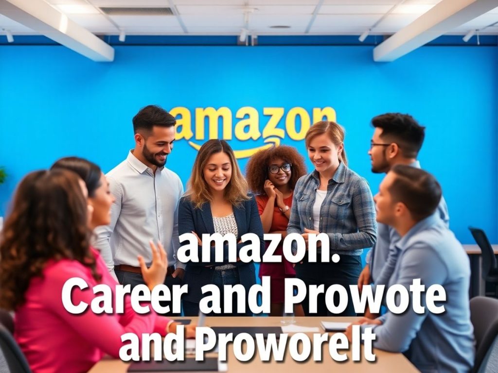 Employees collaborating in a professional Amazon office setting.
